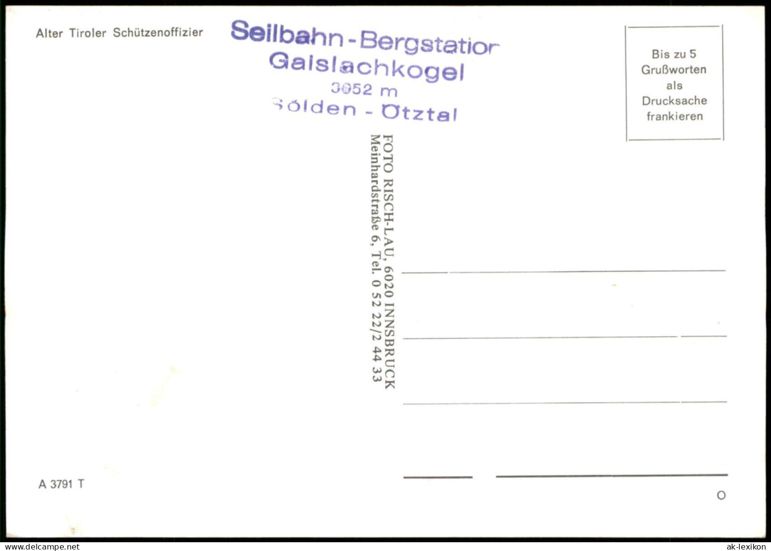 Ansichtskarte .Österreich Alter Tiroler Schützenoffizier 1980 - Other & Unclassified