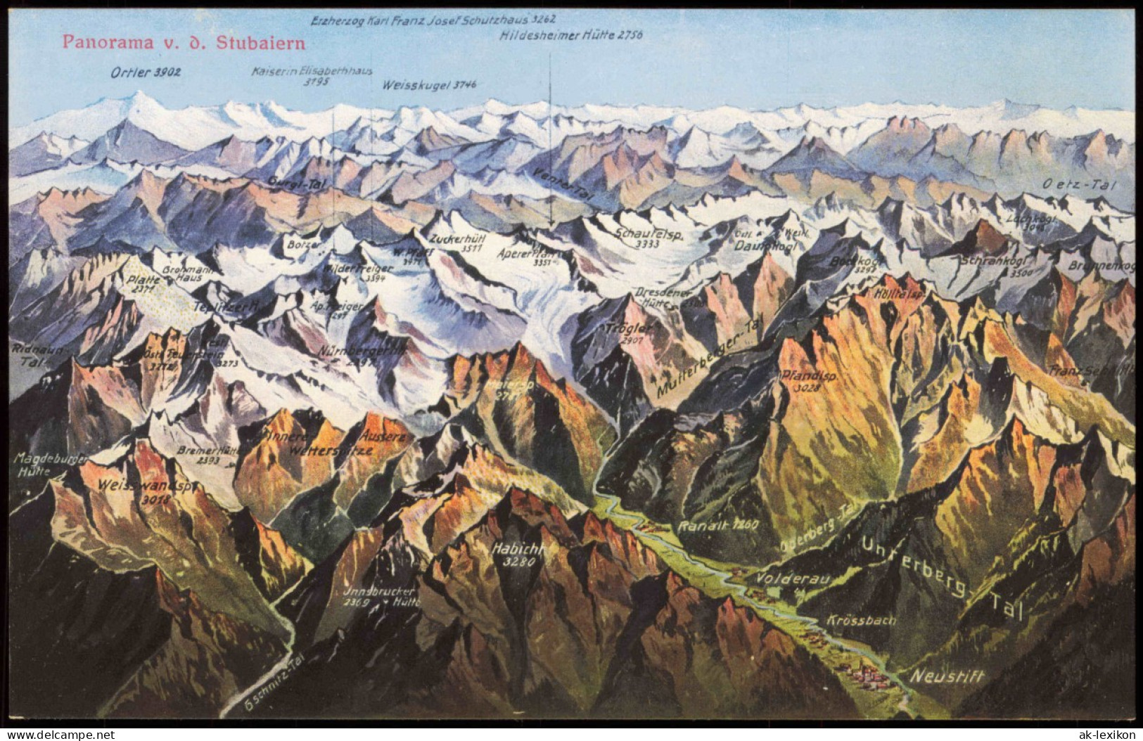 Ansichtskarte Sölden (Ötztal) Bergkette V.d. Stubaiern 1912 - Other & Unclassified