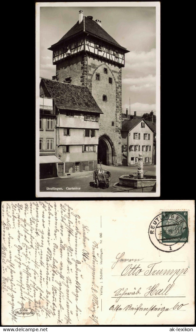 Ansichtskarte Reutlingen Stadtteilansicht Mit Gartentor 1939 - Reutlingen