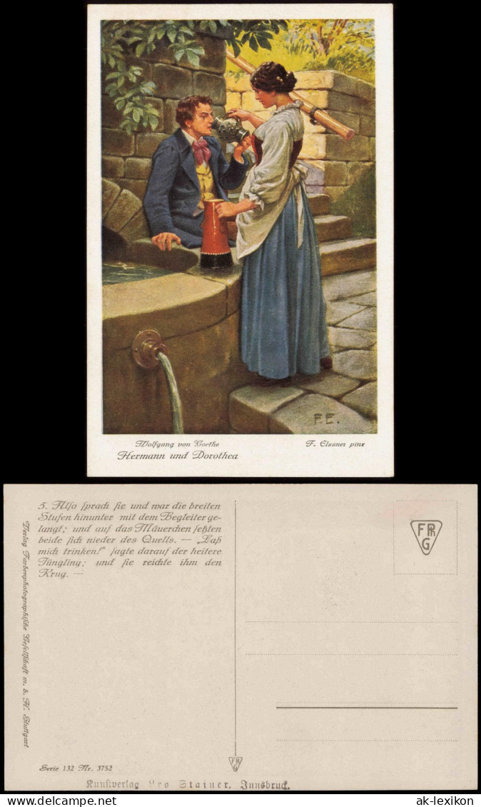 Kunst Künstlerkarte: Wolfgang Von Goethe Hermann Und Dorothea 1910 - Malerei & Gemälde
