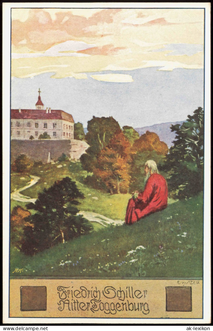Künstlerkarte E. Kutzer: Friedrich Schiller Ritter Toggenburg 1910 - Paintings