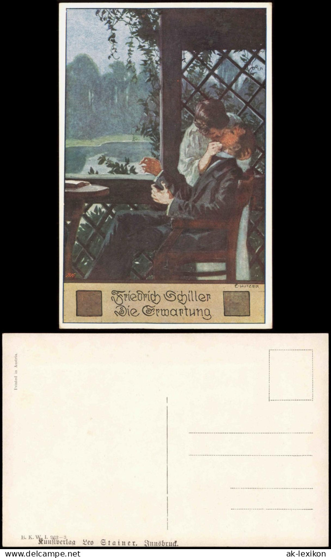 Künstlerkarte E. Kutzer: Friedrich Schiller Die Erwartung 1910 - Schilderijen