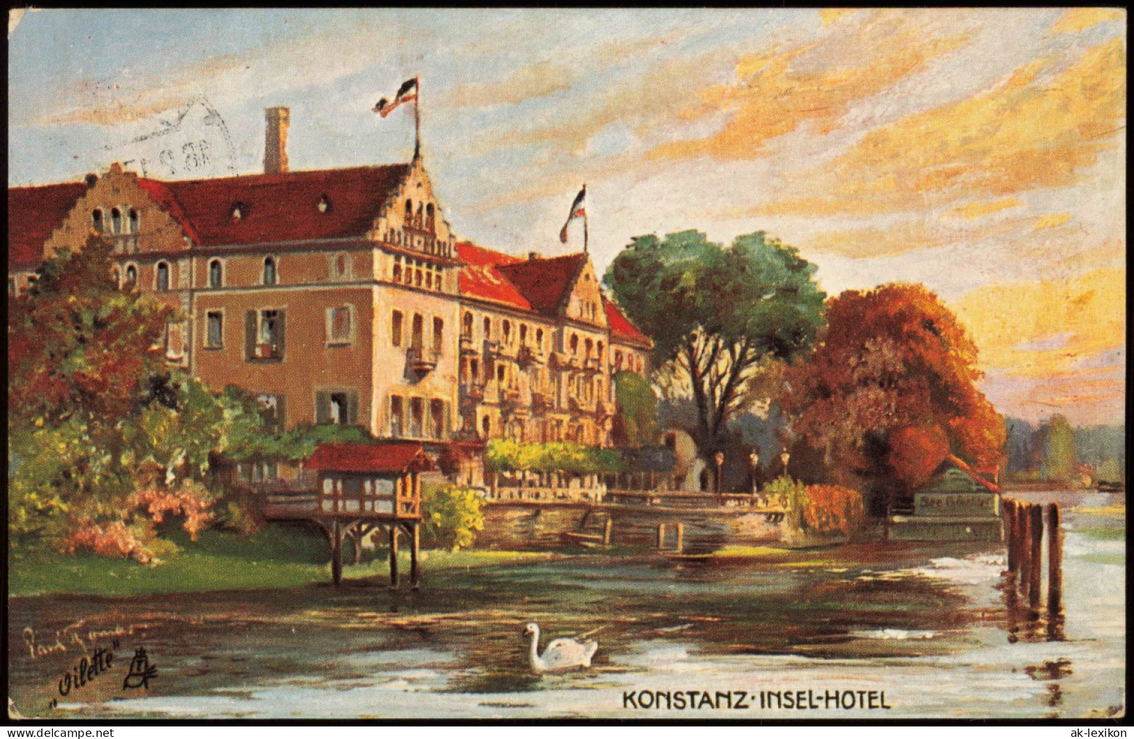 AK Konstanz Inselhotel, Oilette Künstlerkarte 1917  Gel. Zensur Feldpost - Konstanz