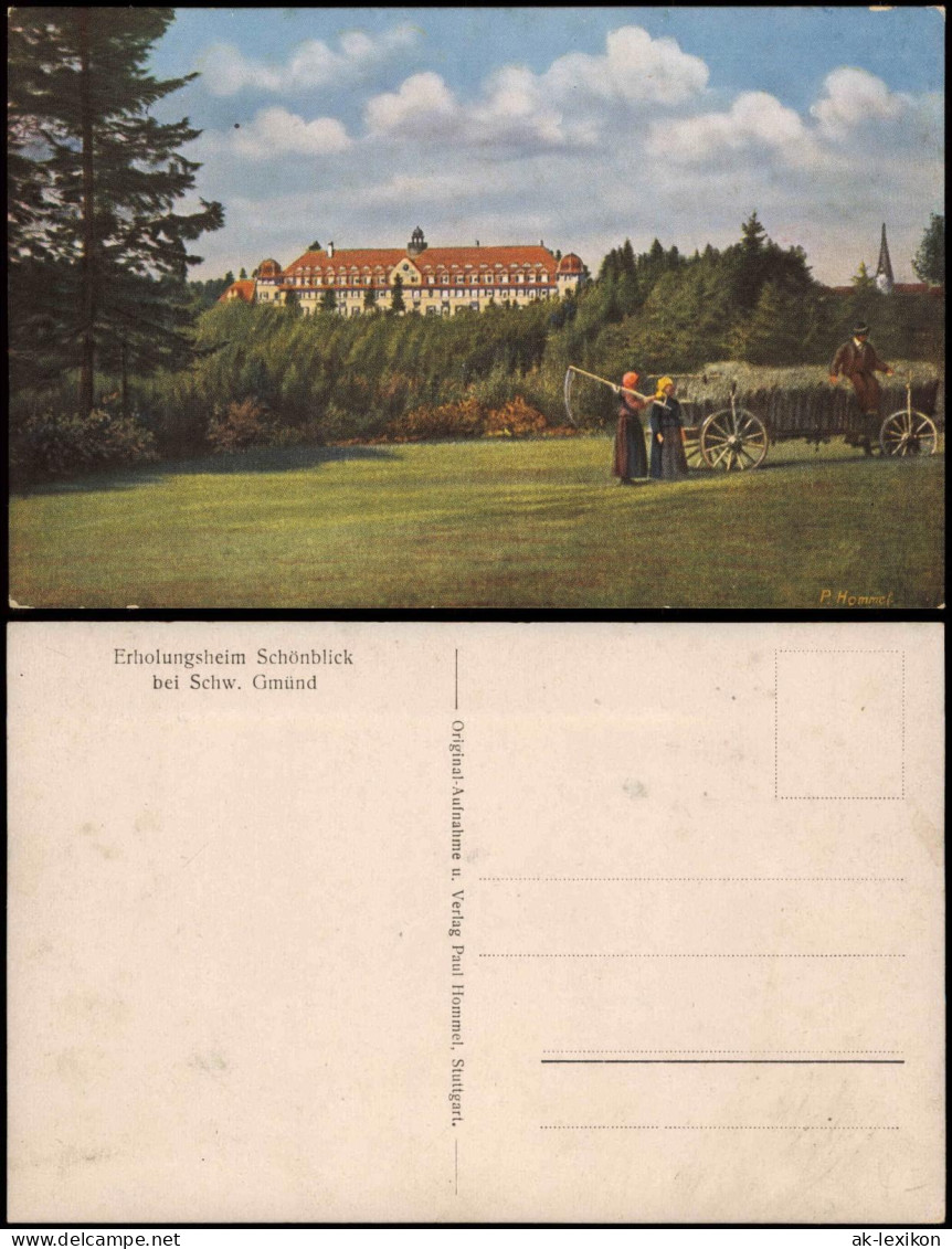 Ansichtskarte Schwäbisch Gmünd Erholungsheim Schönblick, Heuernte 1912 - Schwäbisch Gmünd