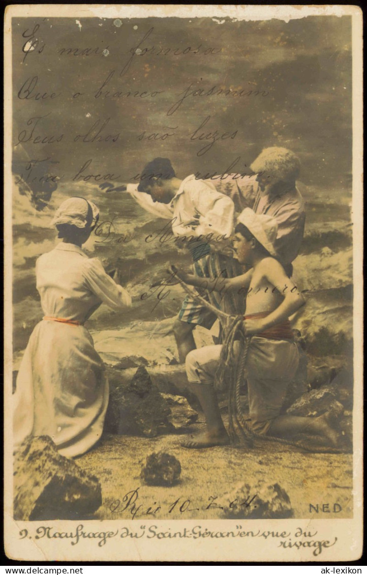 Ansichtskarte  Künstlerkarte Frankreich France Familie Am Meer Fotokunst 1912 - 1900-1949