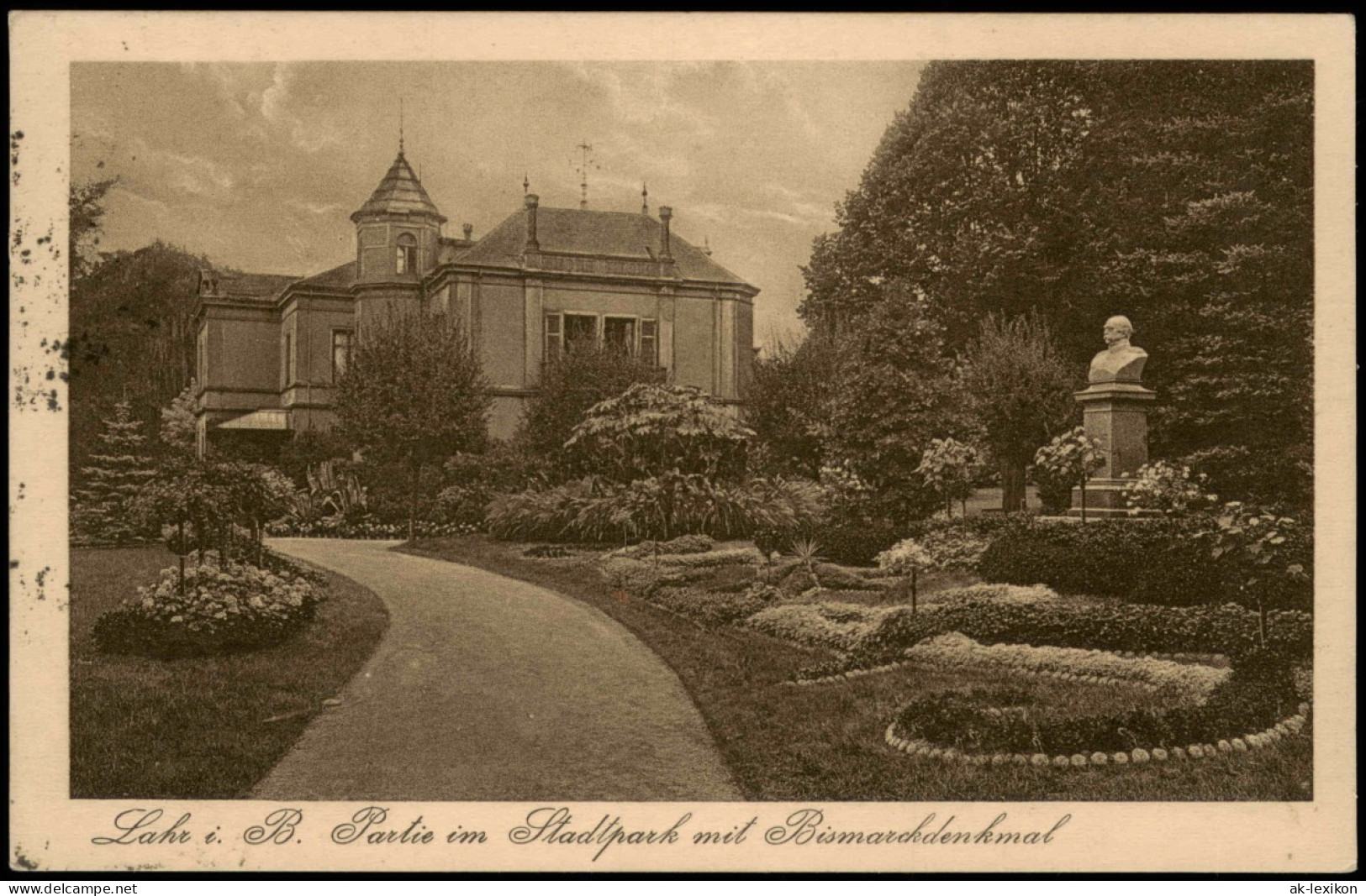 Ansichtskarte Lahr (Schwarzwald) Partie Im Stadtpark Mit Bismarchdenkmal 1924 - Lahr