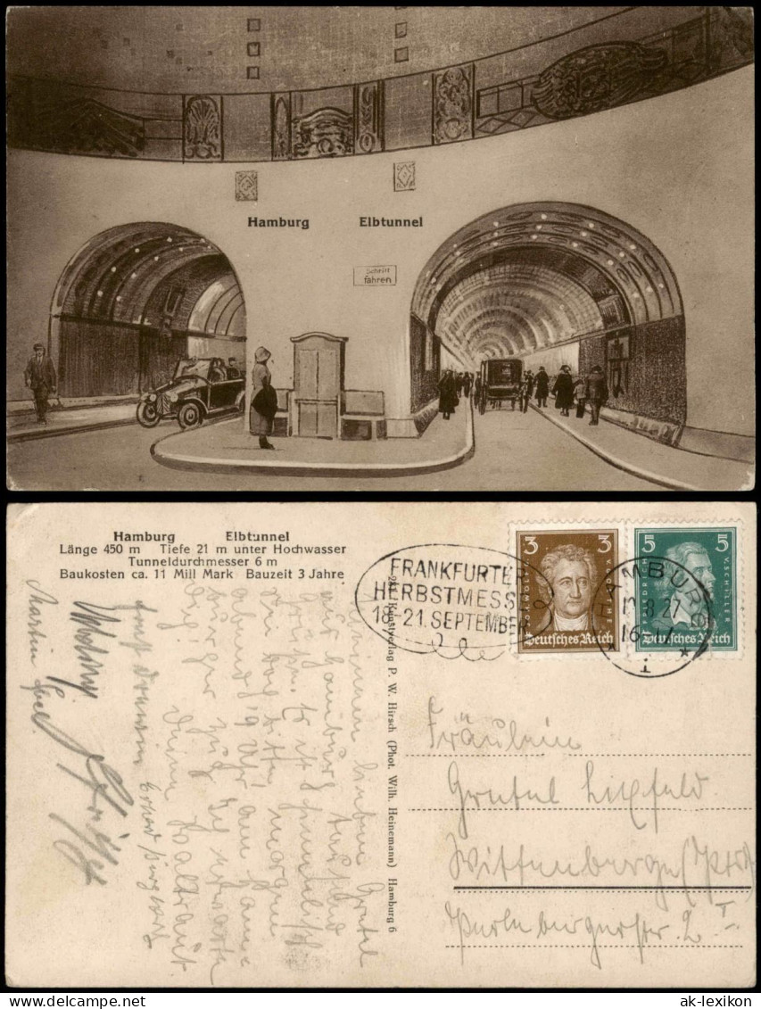 Ansichtskarte St. Pauli-Hamburg Elbtunnel - Autos 1927 - Sonstige & Ohne Zuordnung