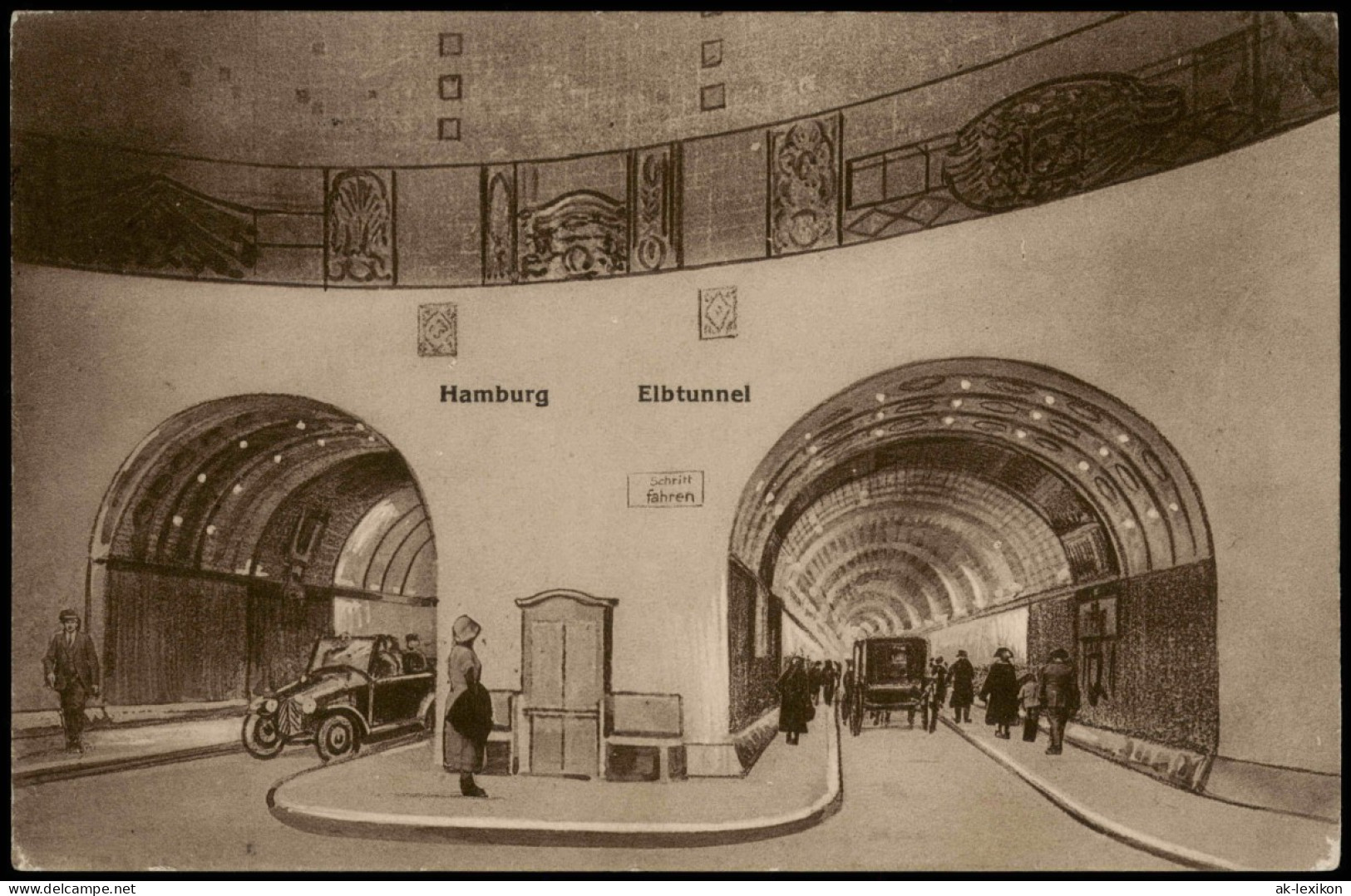 Ansichtskarte St. Pauli-Hamburg Elbtunnel - Autos 1927 - Sonstige & Ohne Zuordnung