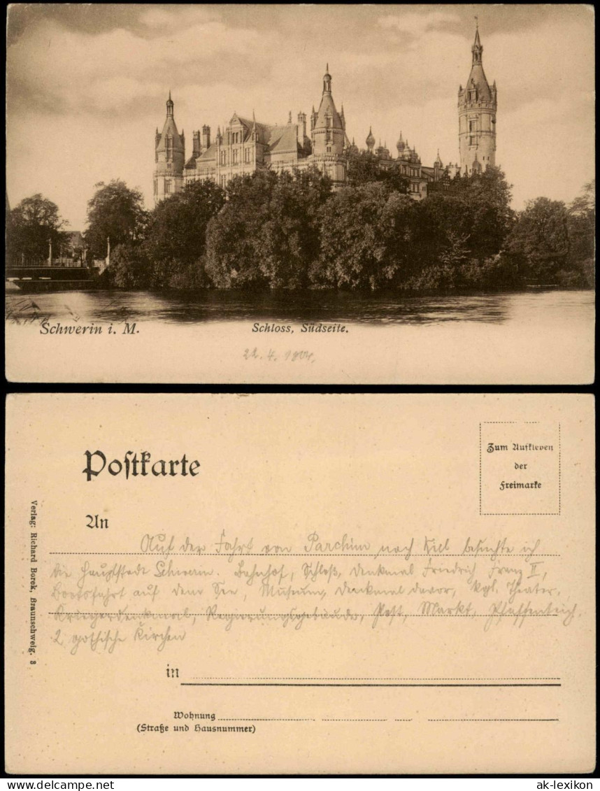 Ansichtskarte Schwerin Schloss, Südseite. 1918 - Schwerin