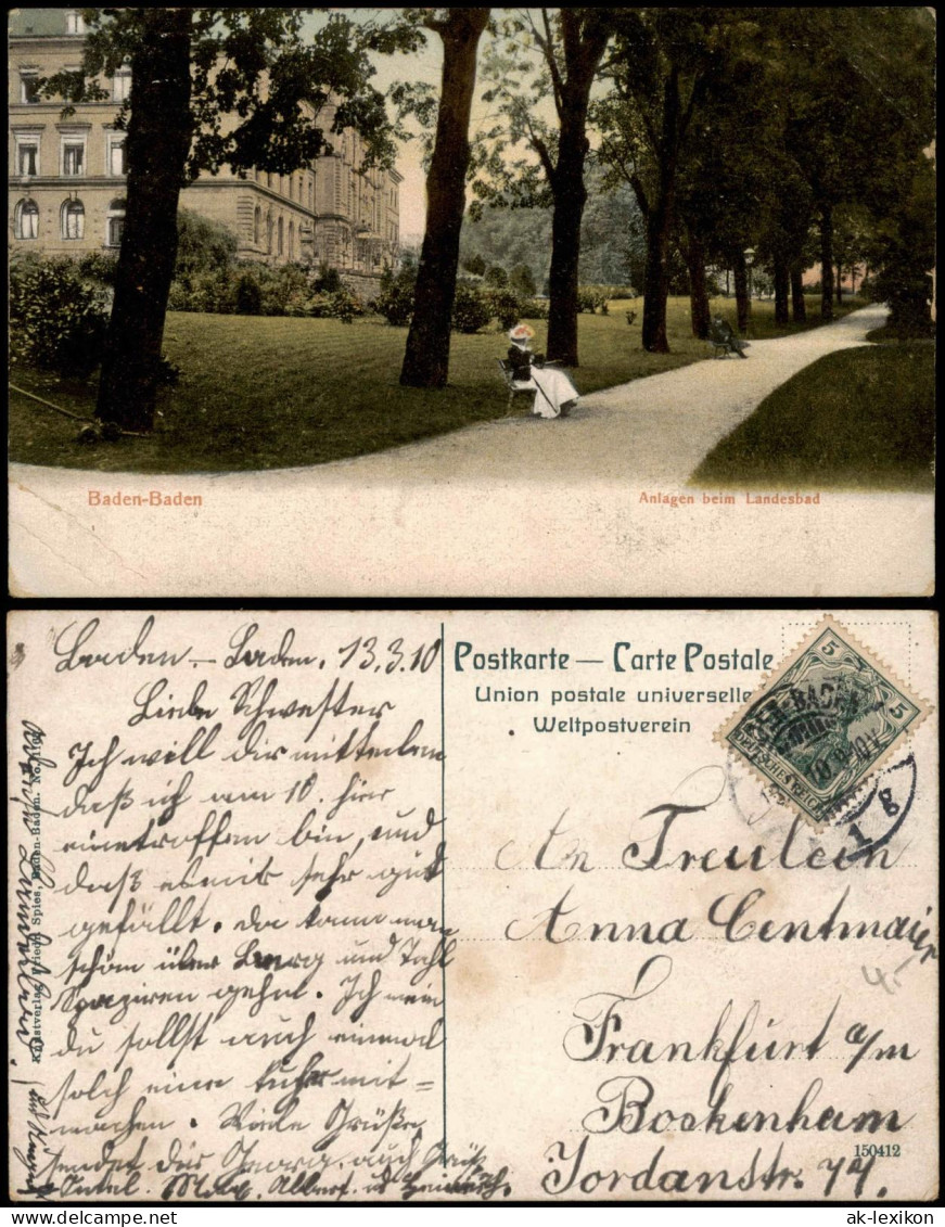 Ansichtskarte Baden-Baden Anlagen Beim Landesbad 1910 - Baden-Baden