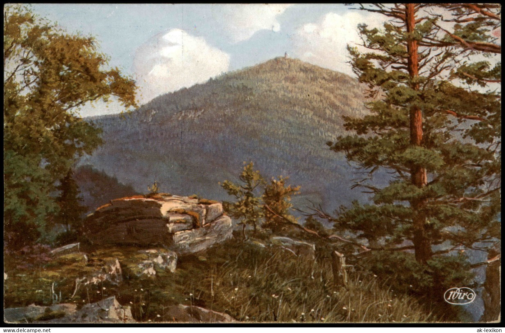 Baden-Baden Blick Von Dem Felsen Gegen Merkur - Künstlerkarte 1911 - Baden-Baden