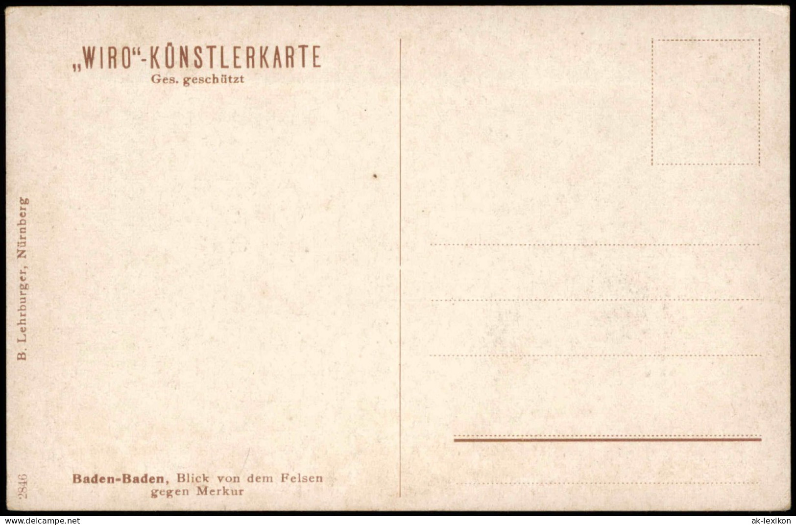 Baden-Baden Blick Von Dem Felsen Gegen Merkur - Künstlerkarte 1911 - Baden-Baden