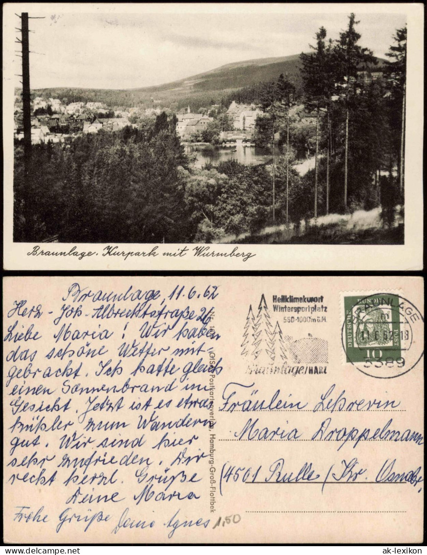 Ansichtskarte Braunlage Panorama Mit Kurpark Wurmberg 1962 - Braunlage