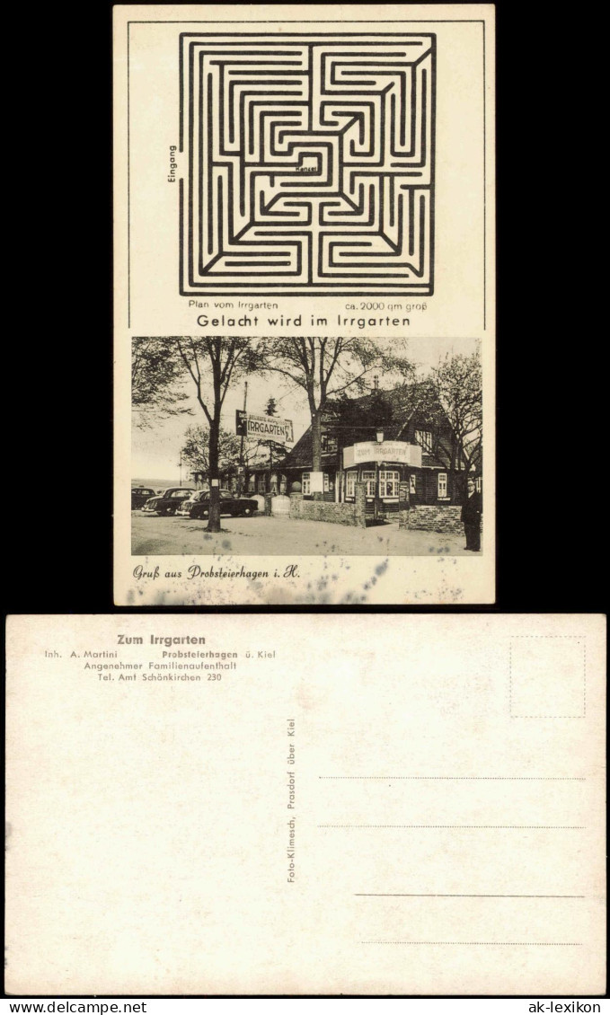 Ansichtskarte Probsteierhagen Zum Irrgarten Gasthaus Inh. A. Martini 1950 - Other & Unclassified