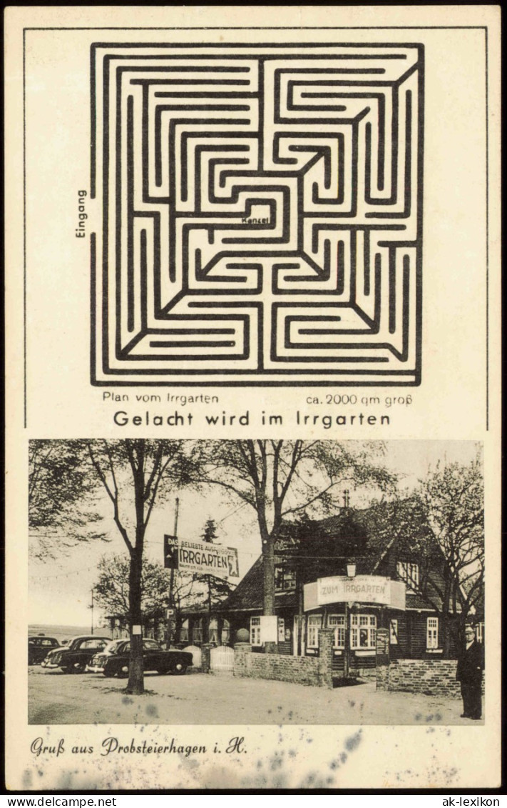 Ansichtskarte Probsteierhagen Zum Irrgarten Gasthaus Inh. A. Martini 1950 - Autres & Non Classés