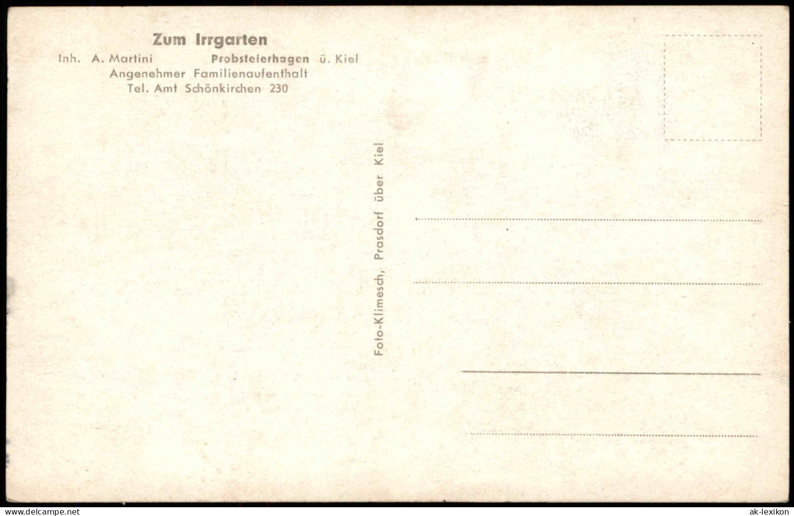 Ansichtskarte Probsteierhagen Zum Irrgarten Gasthaus Inh. A. Martini 1950 - Other & Unclassified