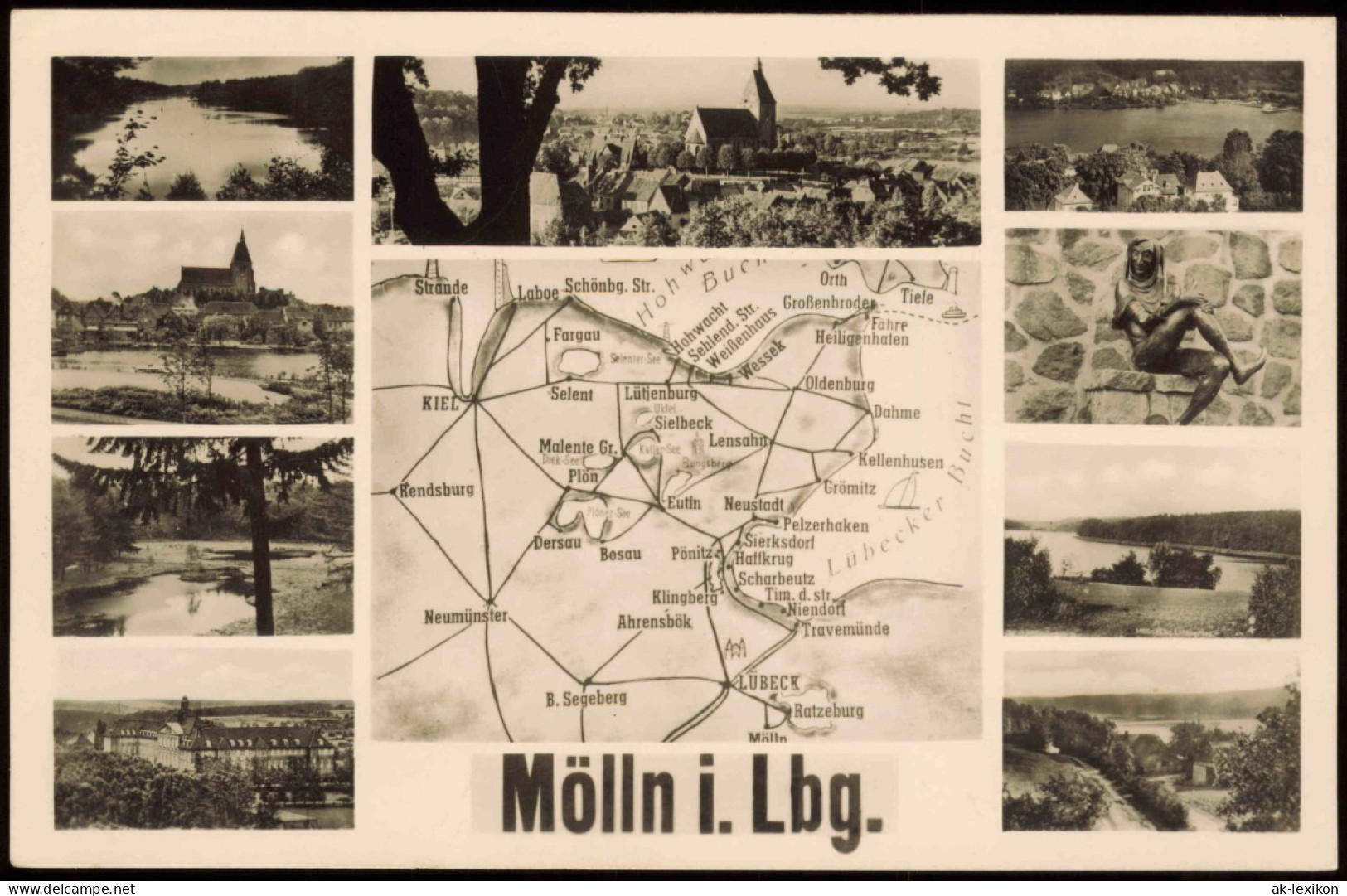 Mölln (Schleswig-Holstein) Mehrbild-AK Mit Ortsansichten U. Umgebungskarte 1956 - Autres & Non Classés