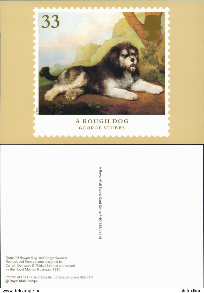 Dogs Rough Dog By George Stubbs (Briefmarken-Motiv England) 1991 - Hunde