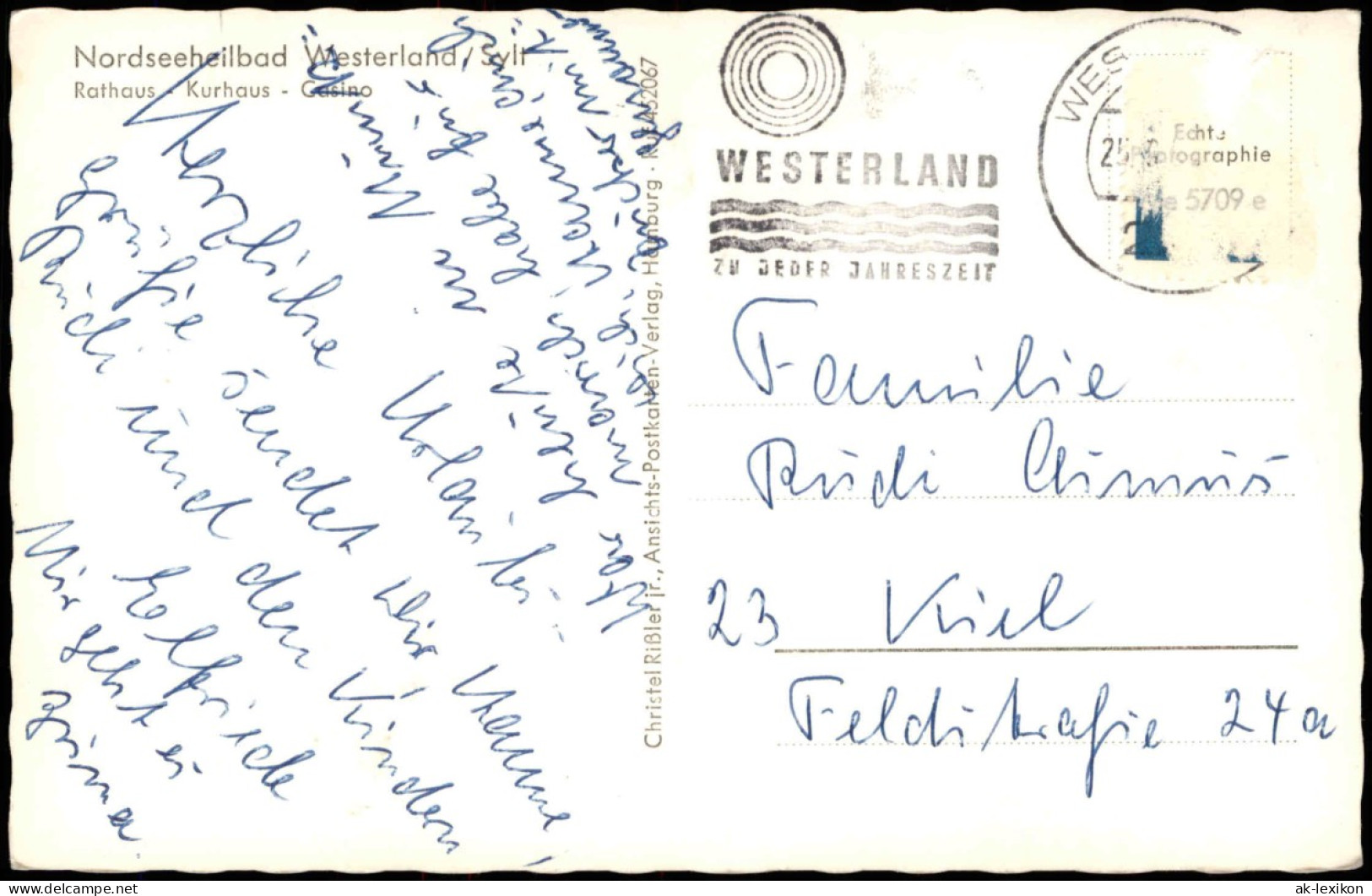 Ansichtskarte Westerland-Sylt Partie Mit Rathaus Kurhaus Casino 1960 - Autres & Non Classés