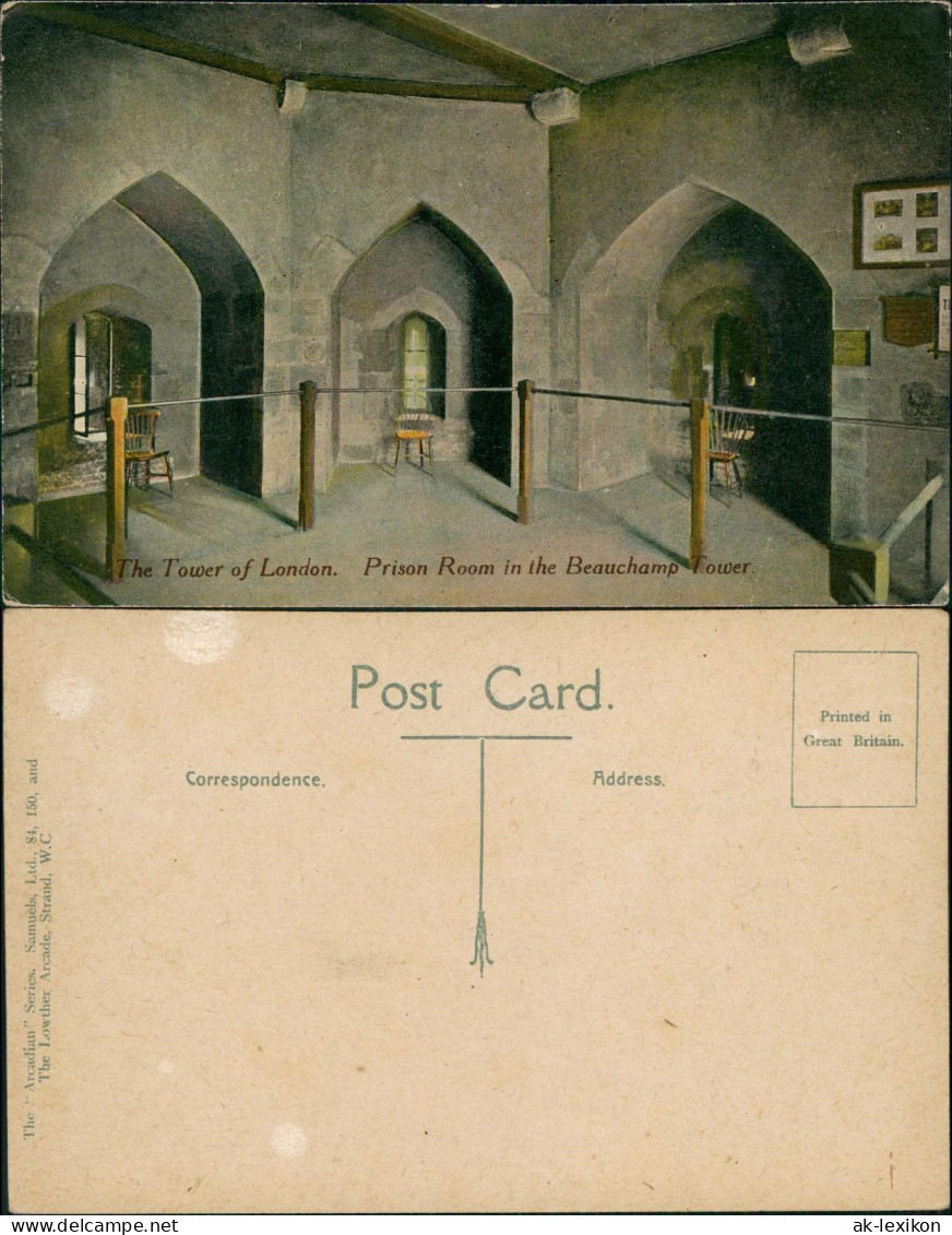 Postcard London Tower Of London Prison Room In The Beauchamp Tower 1910 - Autres & Non Classés