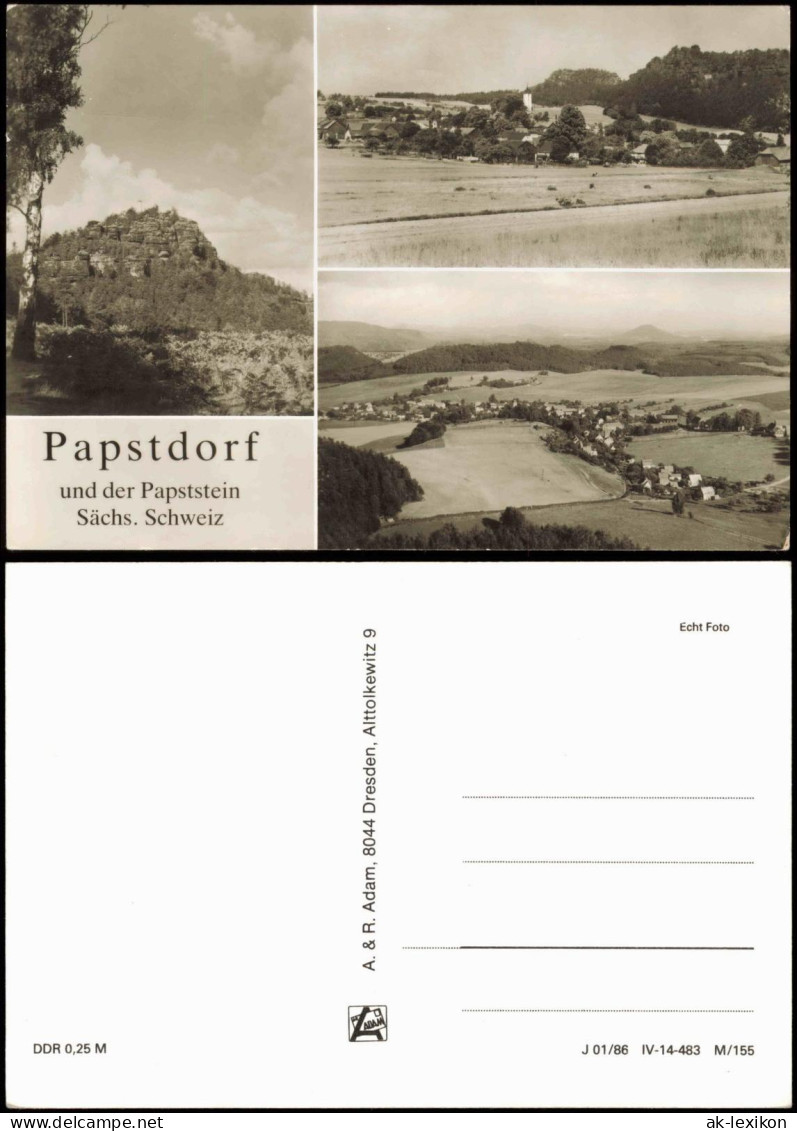 Papstdorf-Gohrisch (Sächs. Schweiz) Papststein, Ortsansicht 1986 - Gohrisch