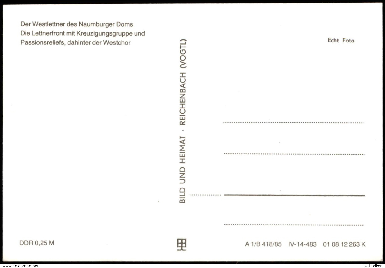 Ansichtskarte Naumburg (Saale) Dom - St. Peter Und Paul - Der Westlettner 1985 - Other & Unclassified