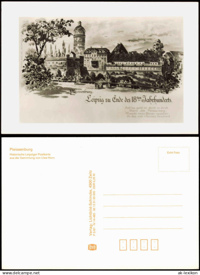 Ansichtskarte Leipzig Schloss Pleißenburg 1800/1987 - Leipzig