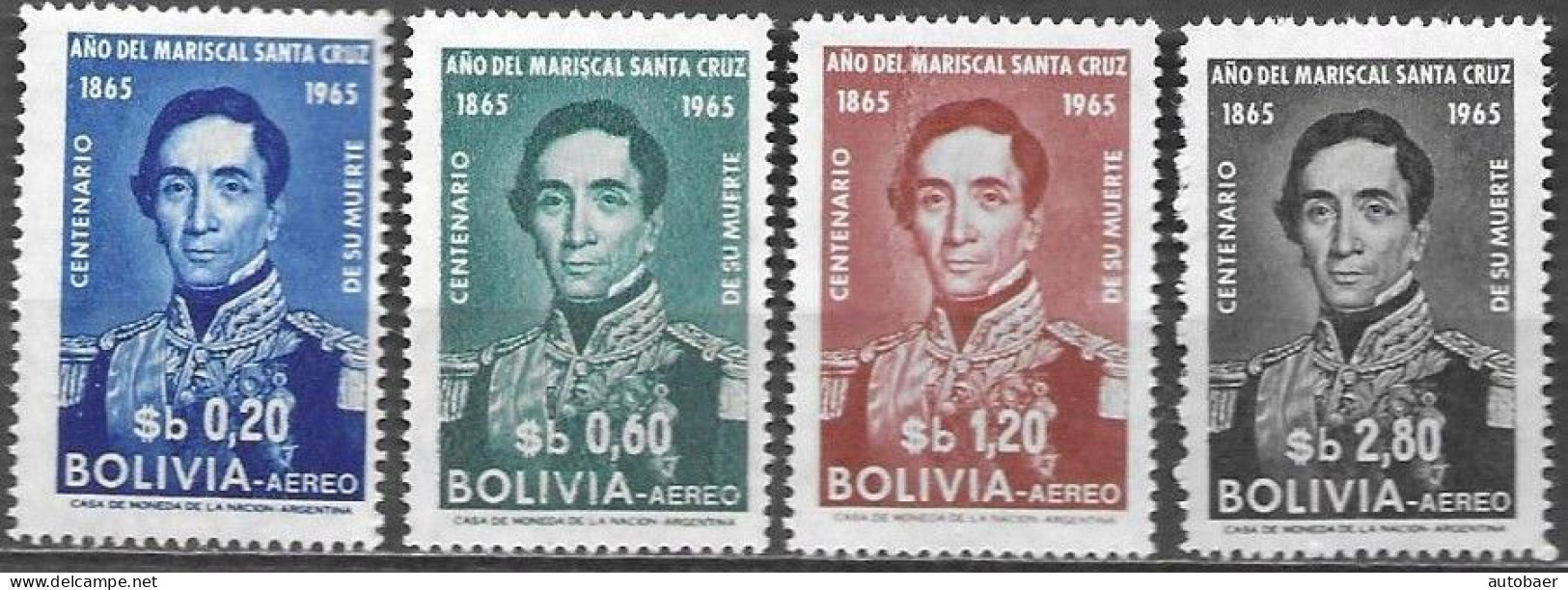 Bolivia Bolivie Bolivien 1966/1965 Mariscal Andres De Santa Cruz Michel No. 709-12 MNH Mint Postfrisch Neuf ** - Bolivia