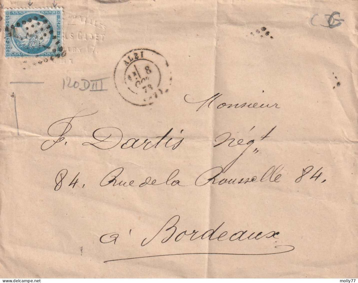 Lettre De Albi à Bordeaux LSC - 1849-1876: Classic Period