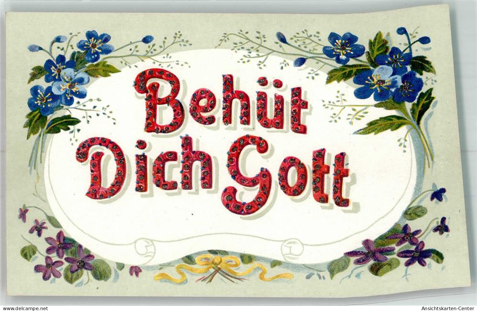 39798108 - Mit Glimmer/Glitzerauflage Scan Verzogen Blumen Behuet Dich Gott - Other & Unclassified