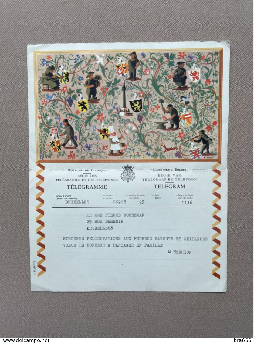 TELEGRAM - BRUXELLES (1959) - BORREMAN - BRUXELLES / HENRION - Telegrammi