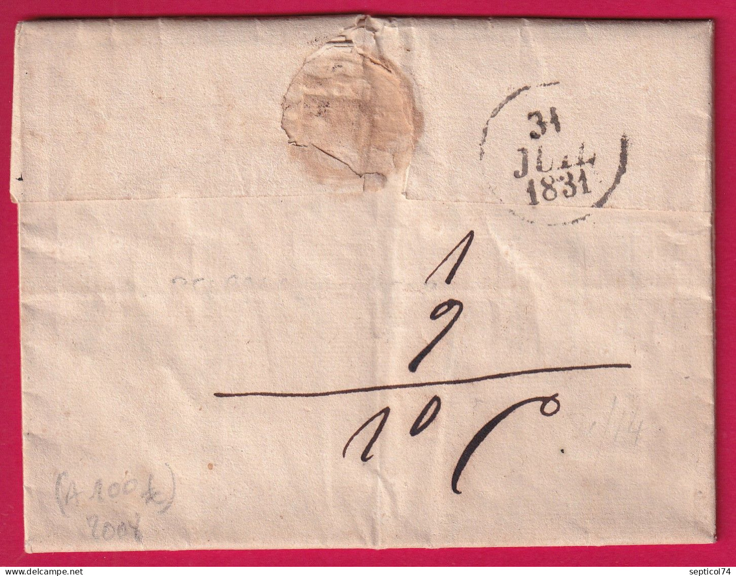 MARQUE P54P PORT LOUIS MORBIHAN 1831 INDICE 14 POUR AMBERT PUY DE DOME LETTRE - 1801-1848: Voorlopers XIX