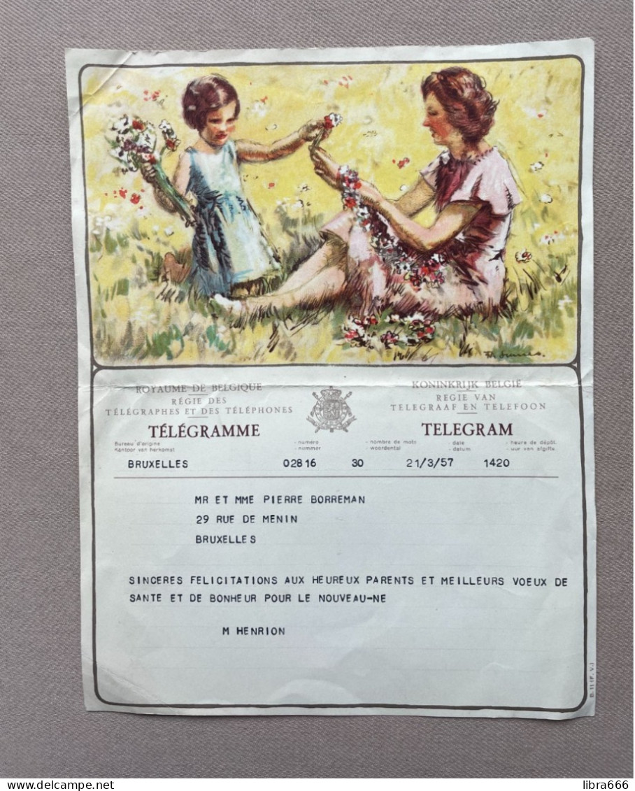 TELEGRAM - BRUXELLES 1957 - BORREMAN - BRUXELLES / HENRION - Télégrammes