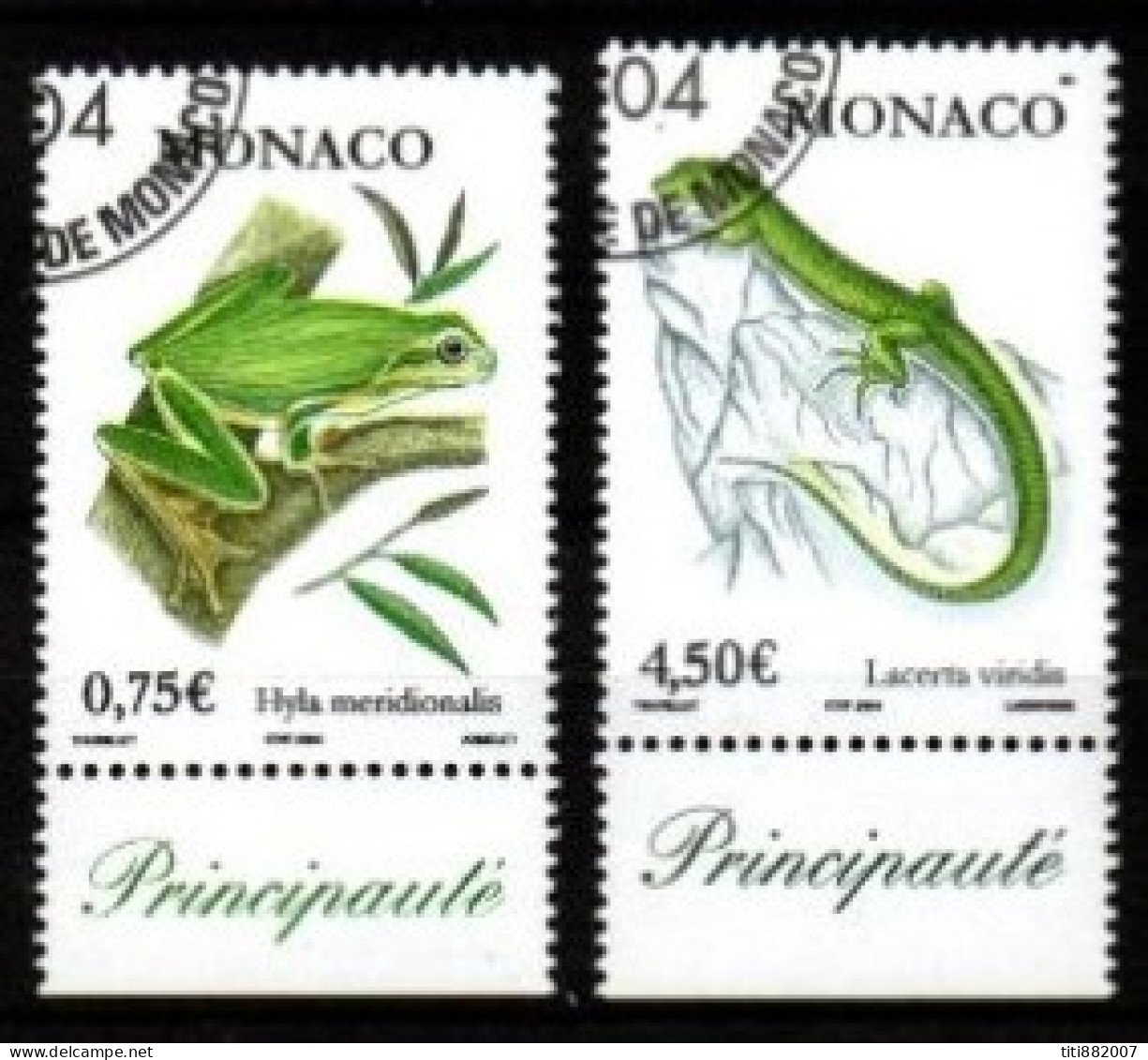 MONACO   -   2004 .  Y&T N° 2429 / 2430 Oblitérés.  Grenouille / Lézard. - Used Stamps