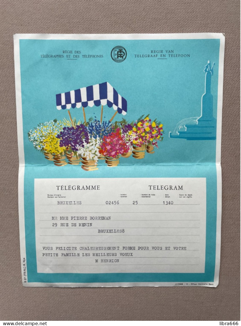 TELEGRAM - BRUXELLES (1957) - BORREMAN - BRUXELLES / HENRION - Télégrammes