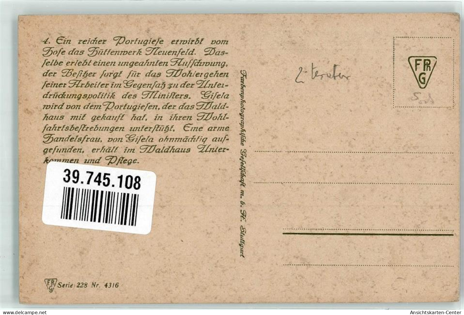 39745108 - Reichsgraefin Gisela Literatur Von E. Marlitt  Nr. 4 Verlag FPhG Serie 228 Nr. 4316 - Autres & Non Classés