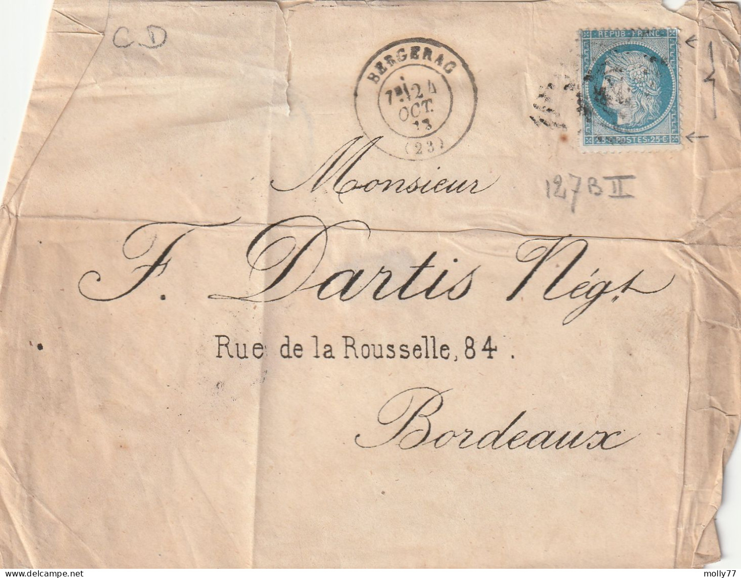 Lettre De Bergerac à Bordeaux LSC - 1849-1876: Klassieke Periode