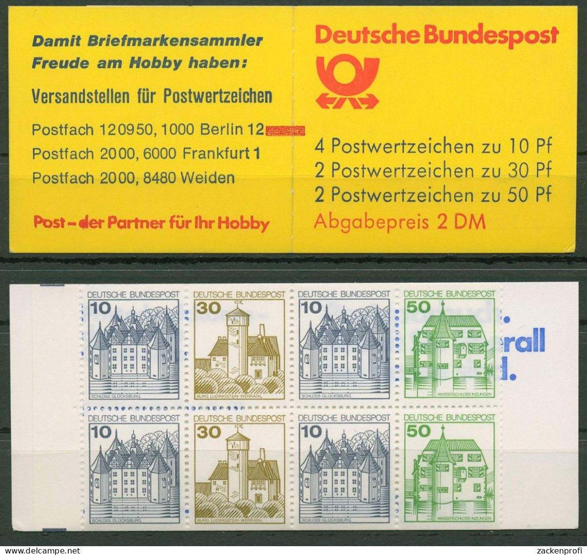 Bund 1980 Burg. & Schlösser Markenheftchen Zählbalken MH 22 I AaK2 MZ Postfrisch - Sonstige & Ohne Zuordnung