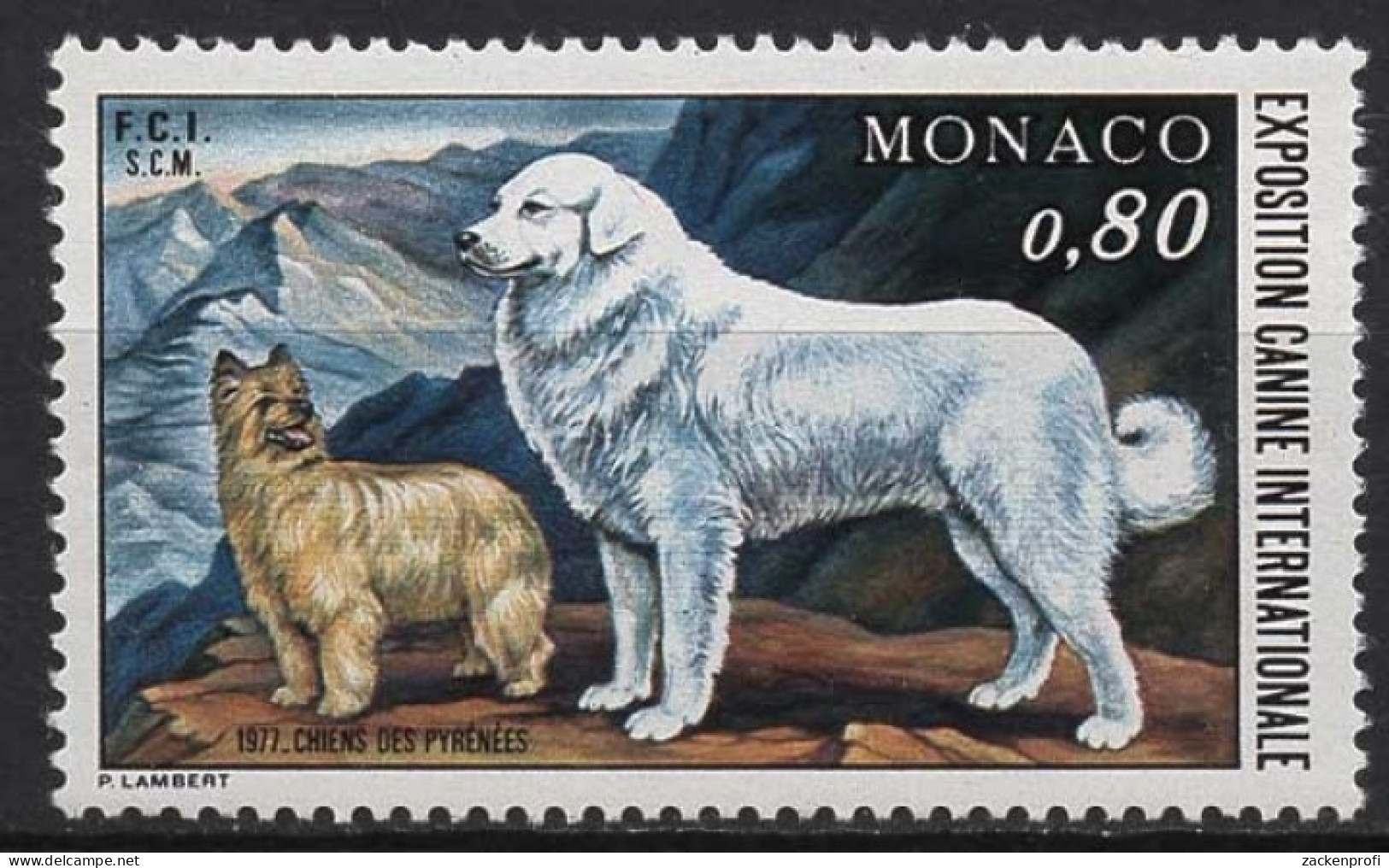 Monaco 1977 Hundeausstellung Monte Carlo Pyrenäen-Hund 1265 Postfrisch - Unused Stamps