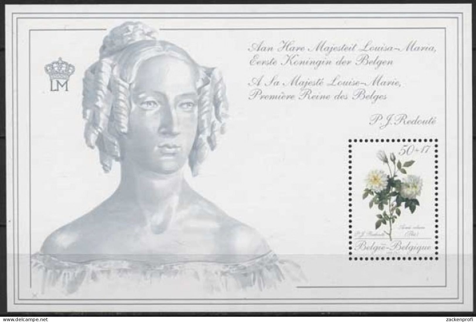 Belgien 1989 Königin Louisa-Maria Und Rosen Block 59 Postfrisch (C91535) - 1961-2001