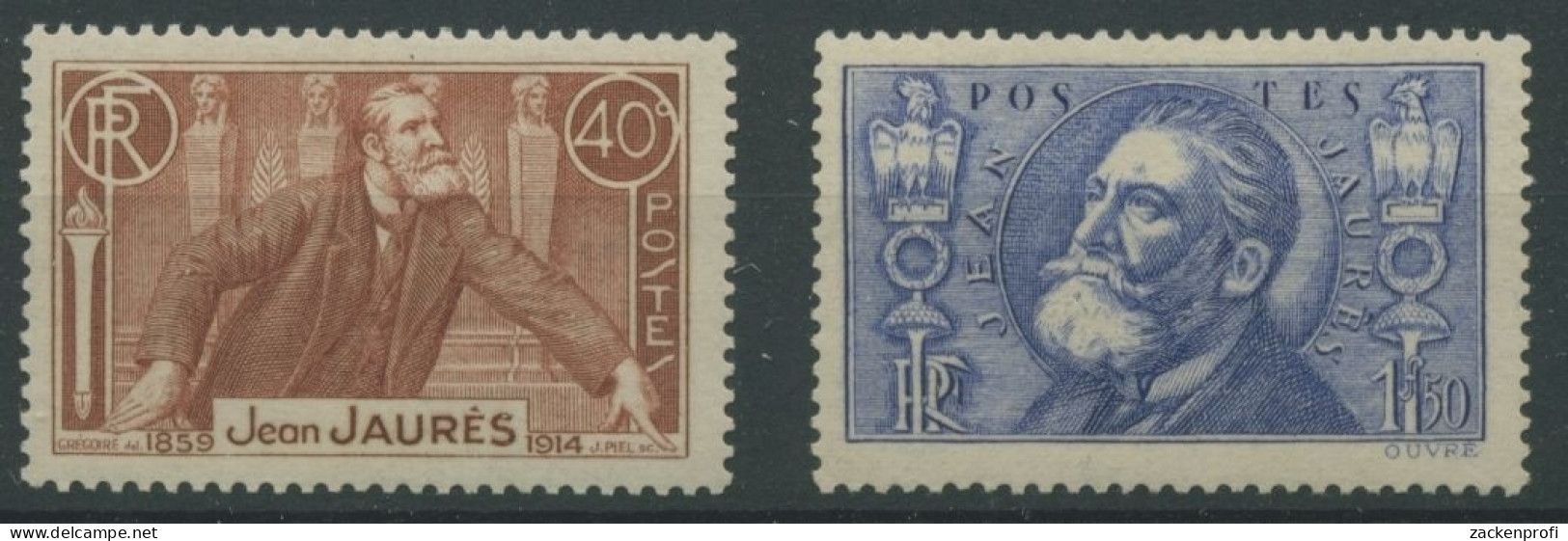 Frankreich 1936 Jean Jaure 324/25 Ungebraucht Mit Falz (R420) - Neufs