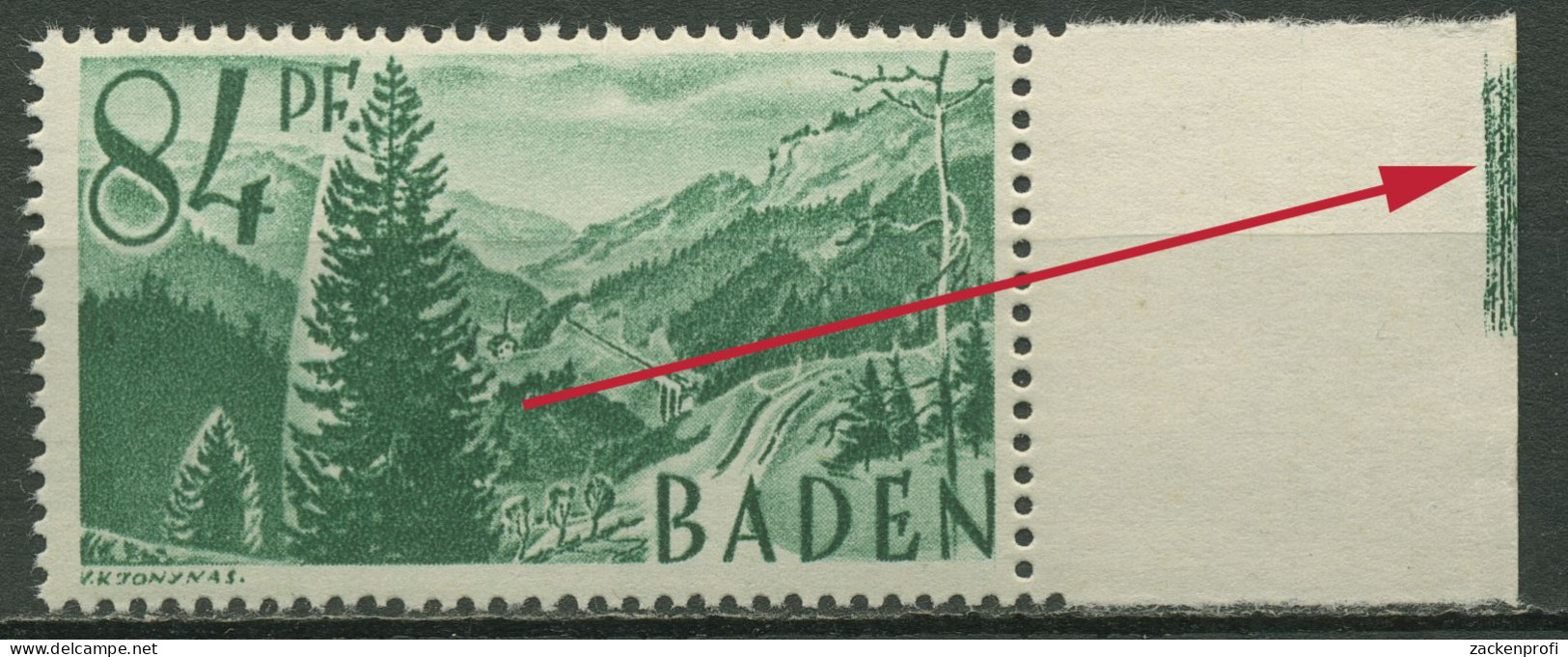 Französische Zone: Baden 1947 Mit Grüner Randmarkierung 12 Yv II Postfrisch - Bade