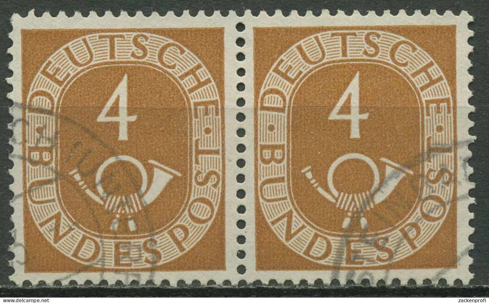 Bund 1951 Posthorn Bogenmarken 124 Waagerechtes Paar Gestempelt - Usados