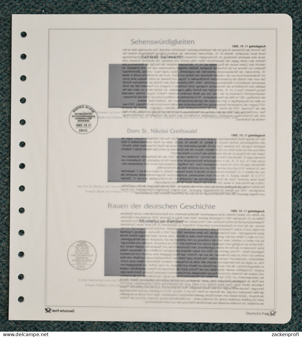 DEUTSCHE POST Deutschland Plus Für Ecken 2001 Gebraucht (Z466) - Pre-printed Pages