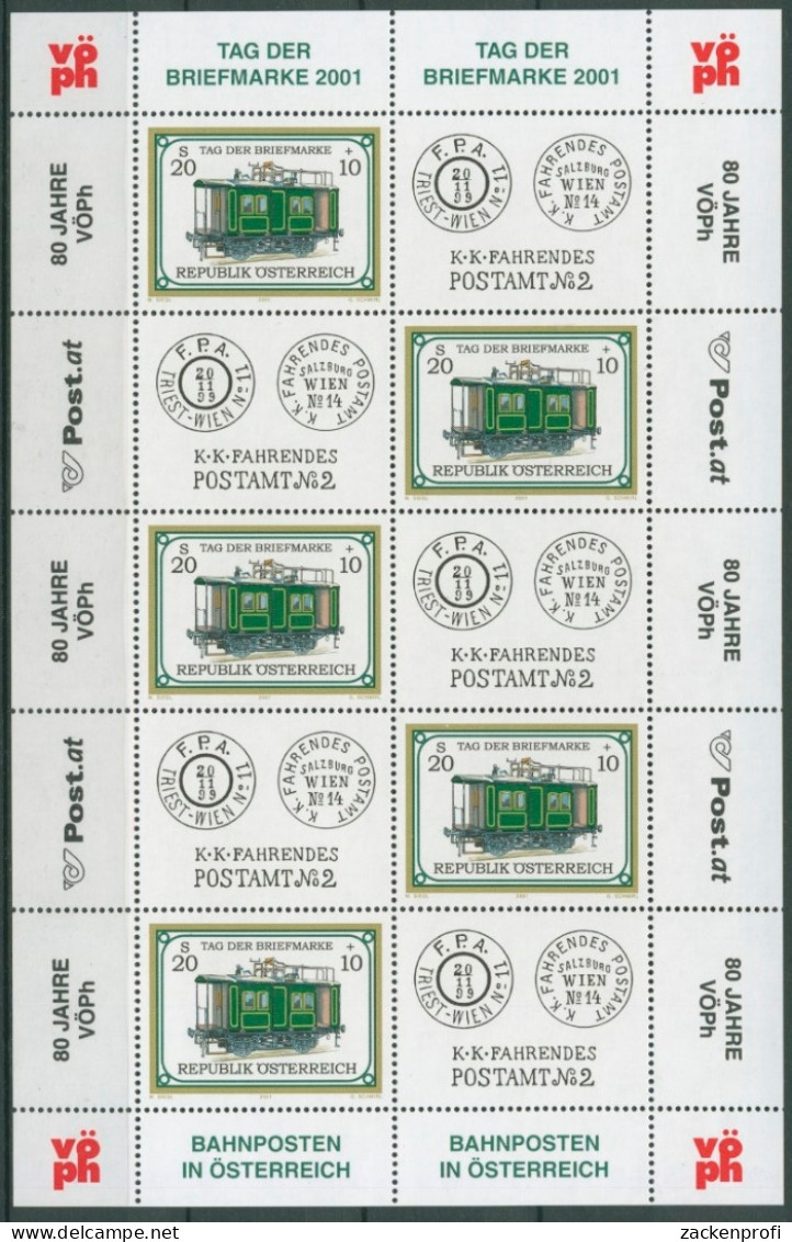 Österreich 2001 Tag Der Briefmarke, Bahnpostwagen 2345 K Postfrisch (C14958) - Blocks & Kleinbögen
