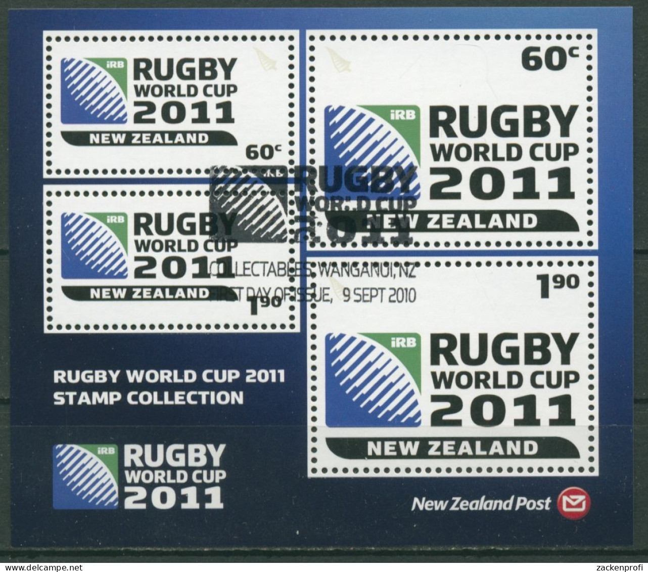 Neuseeland 2010 Rugby-Worldcup 2011 Block 265 Gestempelt (C25811) - Blocs-feuillets