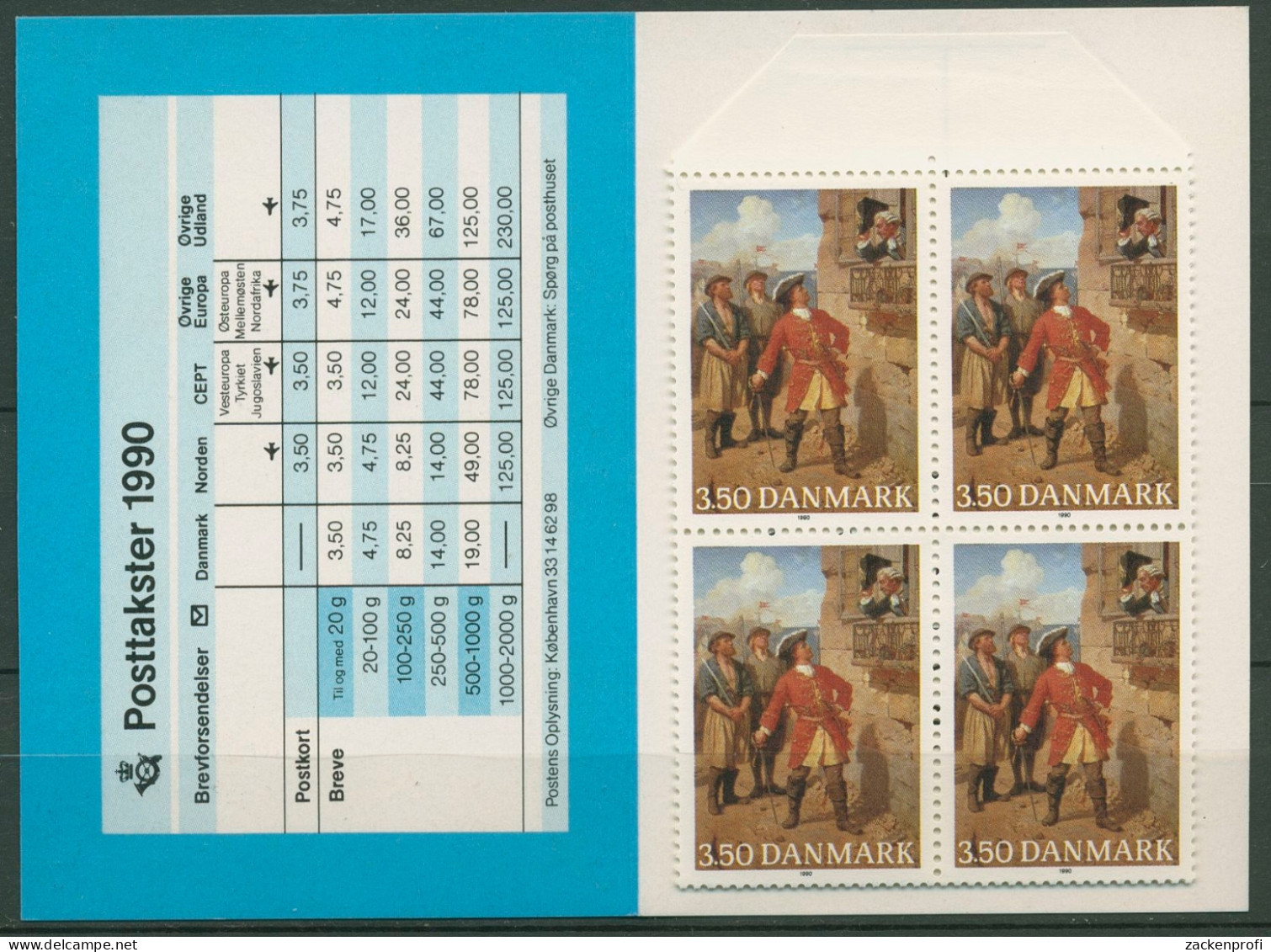 Dänemark 1990 Tordenskiold Peter Wessel Markenheftchen 990 MH Postfr. (C93038) - Postzegelboekjes