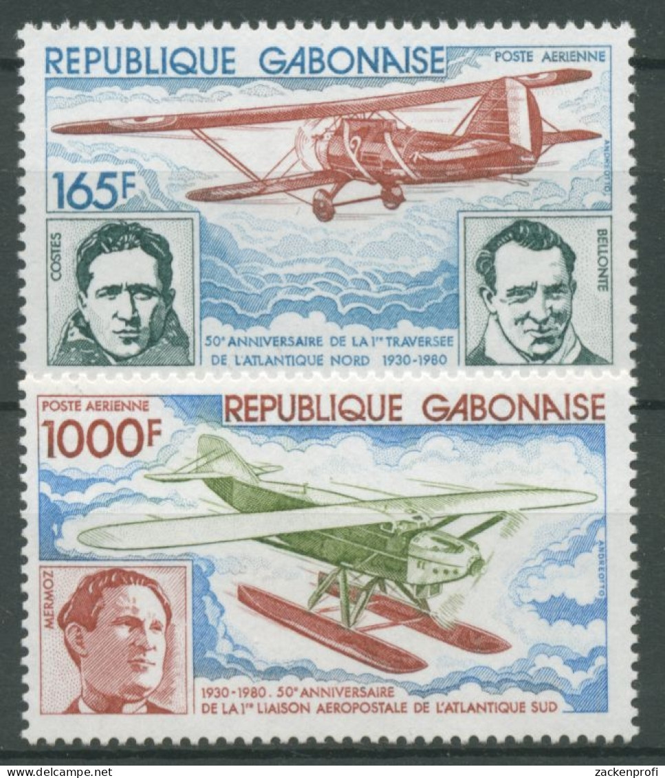 Gabun 1980 50 Jahre Erster Flug Von Paris Nach New York 731/32 Postfrisch - Gabon (1960-...)