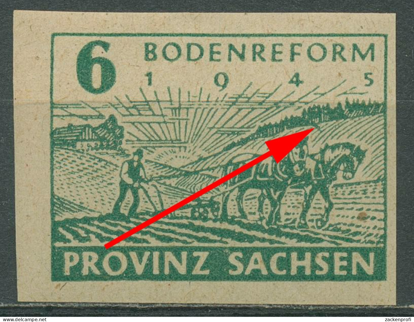 SBZ Provinz Sachsen 1945 Bodenreform Plattenfehler 85 Wa II Mit Falz - Autres & Non Classés