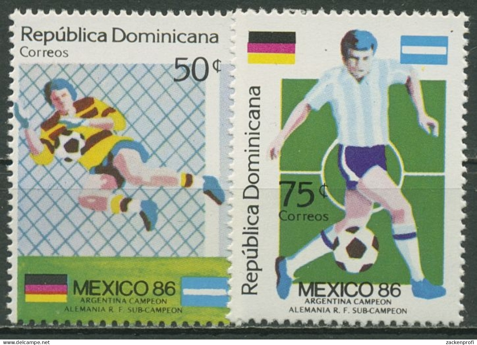 Dominikanische Republik 1986 Fußball-WM Mexiko 1506/07 Postfrisch - Dominikanische Rep.